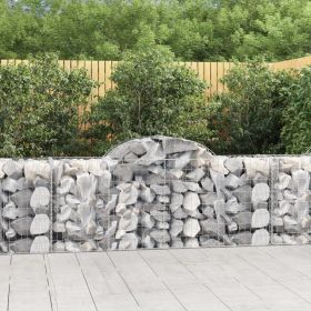 Arched Gabion Baskets 2 pcs 78.7"x19.7"x31.5"/39.4" Galvanized Iron