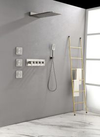 Wall Mounted Waterfall Rain Shower System With 3 Body Sprays &amp; Handheld Shower