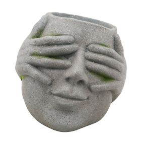 RESIN, 9"H NO SEE PLANTER, GRAY
