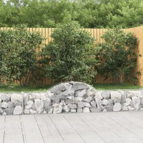 Arched Gabion Baskets 2 pcs 78.7"x11.8"x15.7"/23.6" Galvanized Iron (Color: Silver)