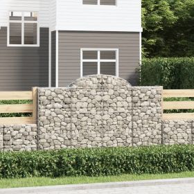Arched Gabion Basket 78.7"x11.8"x47.2"/55.1" Galvanized Iron (Color: Silver)