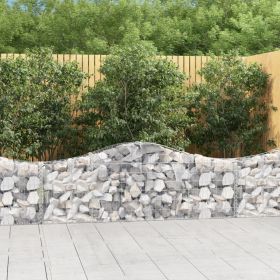 Arched Gabion Baskets 2 pcs 78.7"x11.8"x23.6"/31.5" Galvanized Iron (Color: Silver)