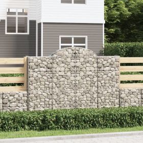 Arched Gabion Basket 78.7"x19.7"x55.1"/63" Galvanized Iron (Color: Silver)