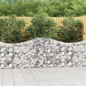 Arched Gabion Baskets 2 pcs 78.7"x11.8"x31.5"/39.4" Galvanized Iron (Color: Silver)