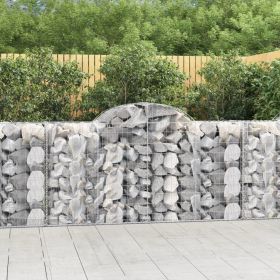 Arched Gabion Basket 78.7"x19.7"x39.4"/47.2" Galvanized Iron (Color: Silver)