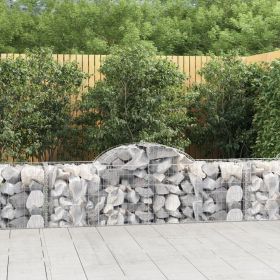 Arched Gabion Baskets 2 pcs 78.7"x19.7"x23.6"/31.5" Galvanized Iron (Color: Silver)