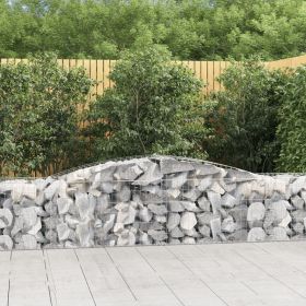 Arched Gabion Basket 157.5"x19.7"x23.6"/31.5" Galvanized Iron (Color: Silver)