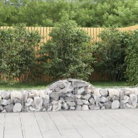 Arched Gabion Baskets 2 pcs 78.7"x19.7"x15.7"/23.6" Galvanized Iron (Color: Silver)