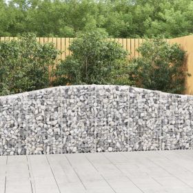 Arched Gabion Basket 157.5"x11.8"x31.5"/39.4" Galvanized Iron (Color: Silver)