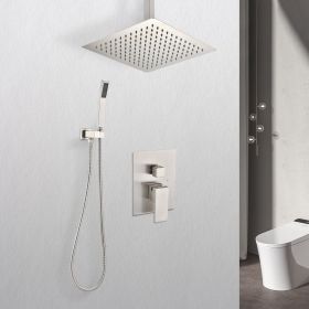 Ceiling Mounted Shower System Combo Set with Handheld and 10"Shower head (Color: as Pic)