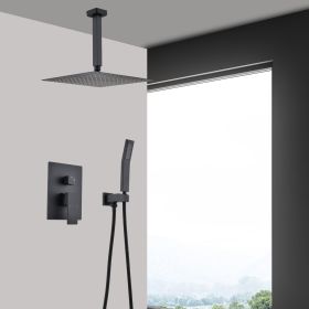 Ceiling Mounted Shower System Combo Set with Handheld and 16"Shower head (Color: as Pic)