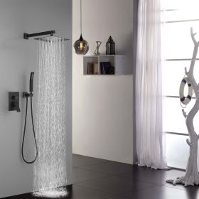 10 inch Shower Head Bathroom Luxury Rain Mixer Shower Complete Combo Set Wall Mounted (Color: as Pic)