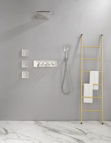 Wall Mounted Waterfall Rain Shower System With 3 Body Sprays & Handheld Shower (Color: as Pic)