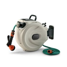 Home & Garden Retractable Hose Reel Wall Mounted With Hose Nozzle (Color: As pic show, Outlet hose length: 65 ft)
