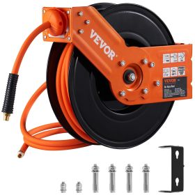 VEVOR Retractable Air Hose Reel, 3/8 IN x 50 FT Hybrid Air Hose Max 300PSI, Air Compressor Hose Reel with 5 ft Lead in (Default: Default)